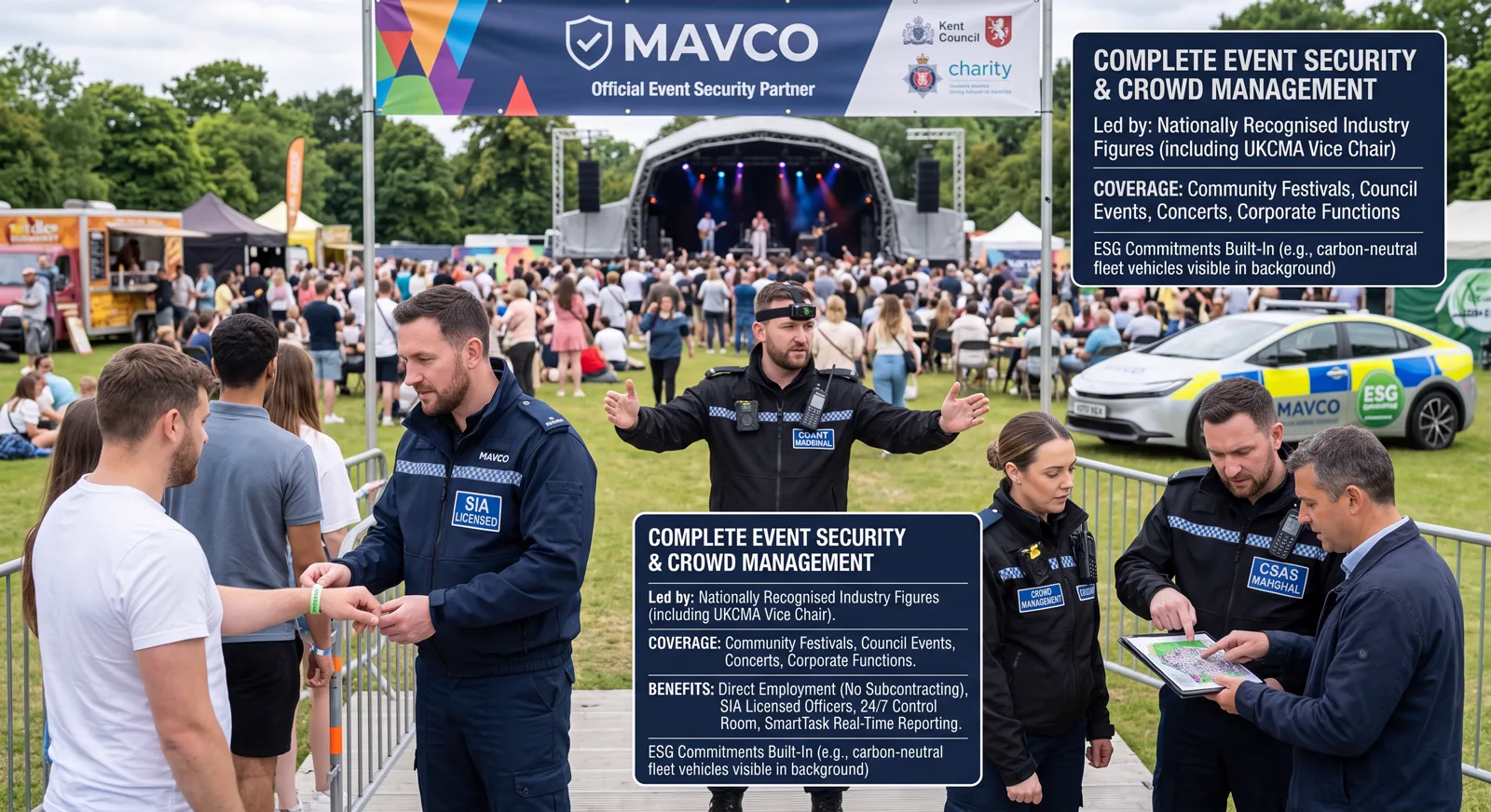 Mavco event security team managing crowds at a festival