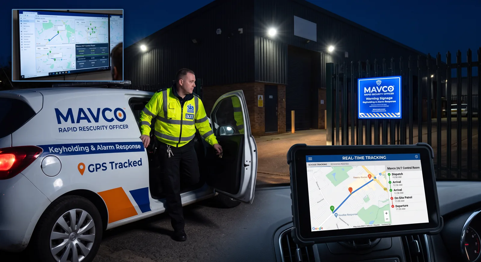 Mavco rapid response officer attending an alarm callout at night