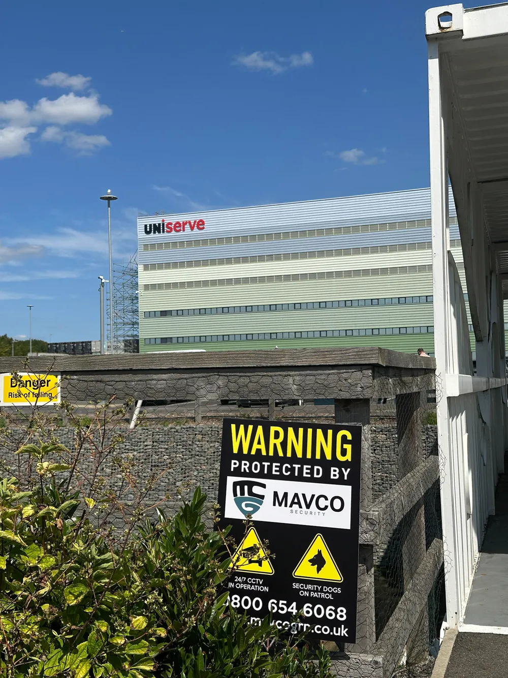 MavCo security warning sign on a client site