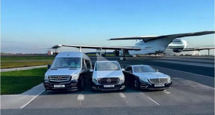 MavCo chauffeur vehicles at an airfield